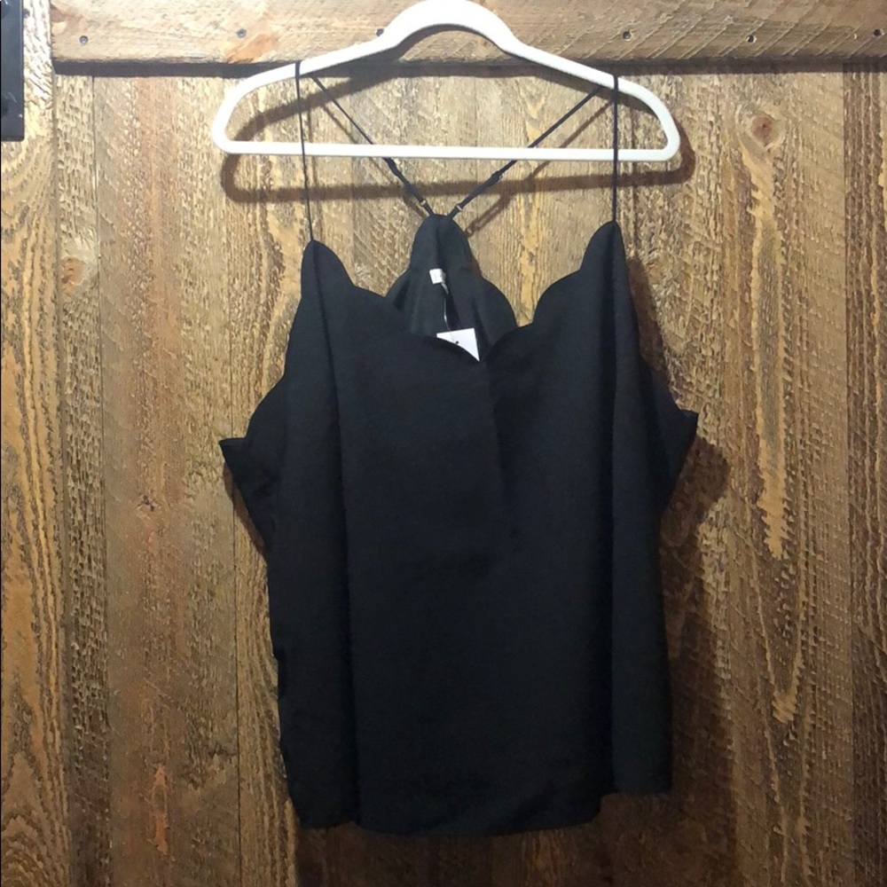 Scalloped black tank